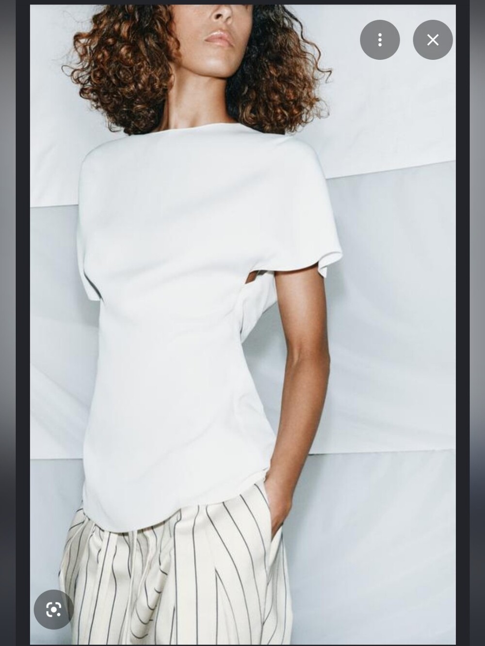 Zara Oyster-White Short Sleeve Women's Top